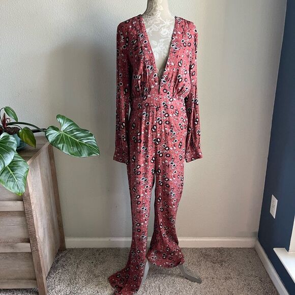 Free People Some Like It Hot Jumpsuit in Rust Combo - Picture 3 of 15